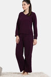 Zivame Cosy Rib Knit Poly Winterwear Set - Pickled Beet — thumbnail 3
